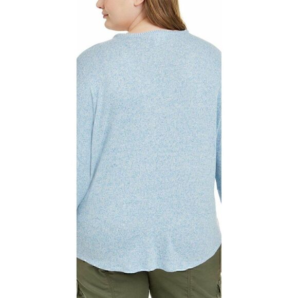 Style & Co Blue White Heathered Light Weight Sweater Front Tie sz 2X NEW - Picture 2 of 7